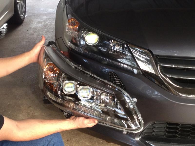 Fits Honda Accord Sedan 2013 2014 2015 Headlights Headlamps Halogen Black Pair