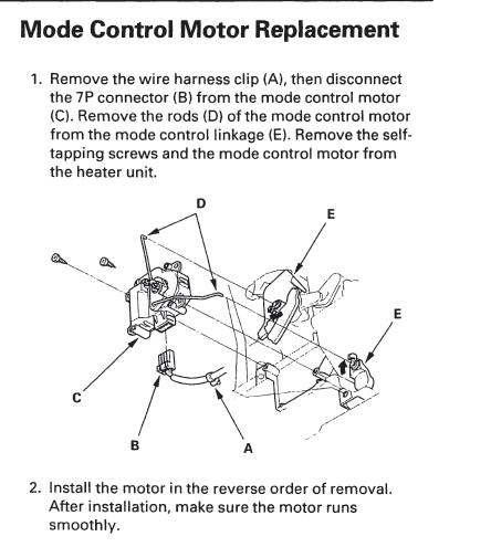 1998 honda accord mode control motor